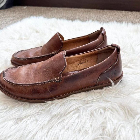 BORN Mens Driving Loafer Size 13M  Brown Leather Slip On Shoes Comfort Excellent - Picture 3 of 8